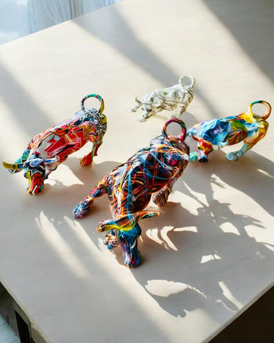 Decorative Bull Sculpture "BullArt" – Unique Art with Engraving Option - 4 Color Variants, for Personalized Gift
