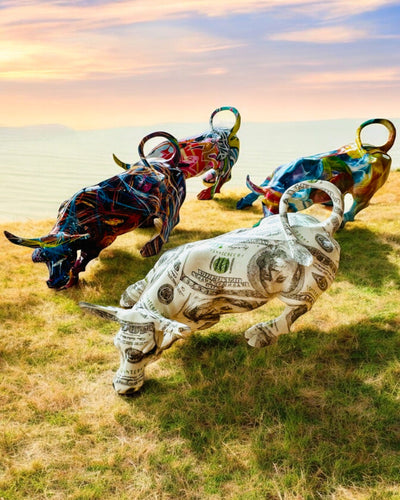 Decorative Bull Sculpture "BullArt" – Unique Art with Engraving Option - 4 Color Variants, for Personalized Gift
