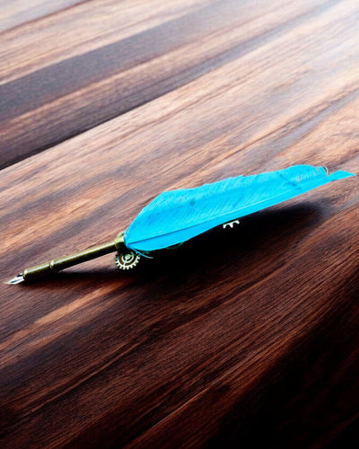Stylo Calligraphique "Élégance Steampunk" avec Plume de Dinde - Fait Main 5 variantes au choix, personnalisation par gravure pour cadeau