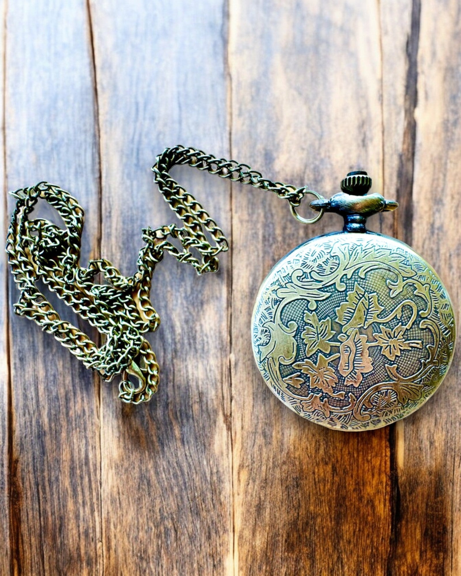 Orologio da Tasca Retrò con Motivo Bussola e Catena, al Quarzo, personalizzazione con incisione