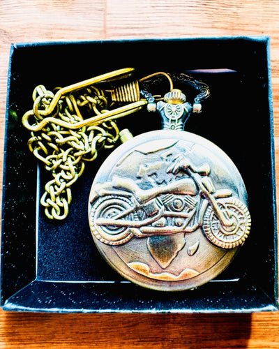 Taschenuhr "Motorrad-Elegant 2" – Gravur als Geschenk, 3 Farbvarianten