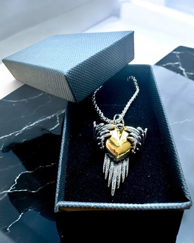 Amulet Heart Shooter Dark Wings of Love, possibility of personalization with engraving for a gift