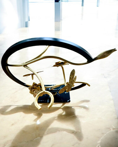 Stojak "Elegancki Owad" - pour bouteille de vin et verres, hauteur 33 cm, possibilité de personnalisation par gravure pour cadeau