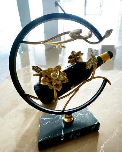 Stojak "Elegancki Owad" - per bottiglia di vino e bicchieri, altezza 33 cm, possibilità di personalizzazione con incisione per regalo