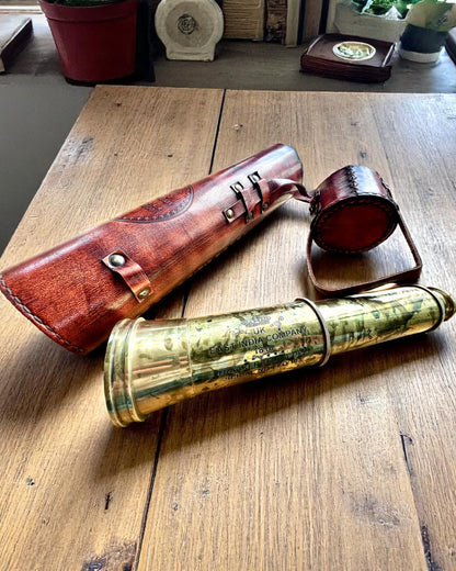 Lunette Royale "Voyager 1818" – Exclusive, en Laiton, 83 cm, faite à la main, étui en Cuir Véritable – Édition de Collection, personnalisation par gravure pour cadeau