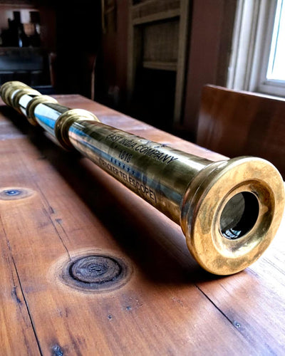 Royal Spyglass "Voyager 1818" – Exclusive, Brass, 83 cm, Handcrafted, Genuine Leather Case – Collector's Edition, Customization with Engraving for Gift