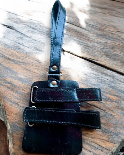 Housse Panthère Noire pour Canne avec Option de Gravure - Fait Main en Cuir Naturel