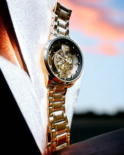 Orologio da uomo elegante KIMSDUN Prestige Meccanismo Trasparente ed Eleganza Sportiva, possibilità di personalizzazione con incisione