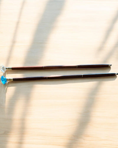 Canne de marche "Diamant en bronze" - Bois fait main, possibilité de gravure