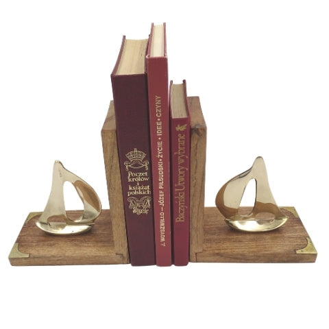 Brass Yacht Bookends with Engraving