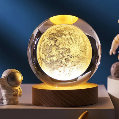 Boule de verre 3D Lune - Lampe de nuit LED USB - Gadget de bureau
 - KKS