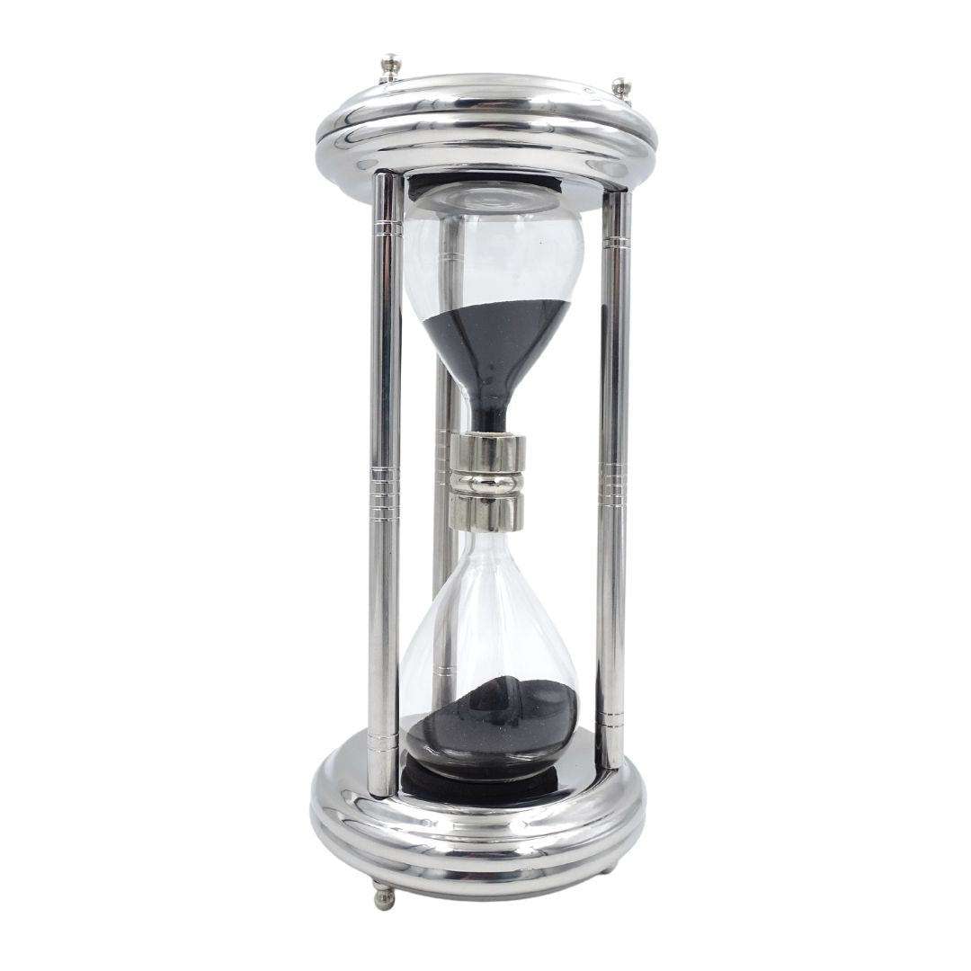 Große silberne Sanduhr 10 min - Schreibtischdekoration - MX 3015