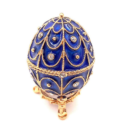 Exklusive kleine Metallschatulle mit Kristallen - Fabergé-Ei - B0748-17 BL