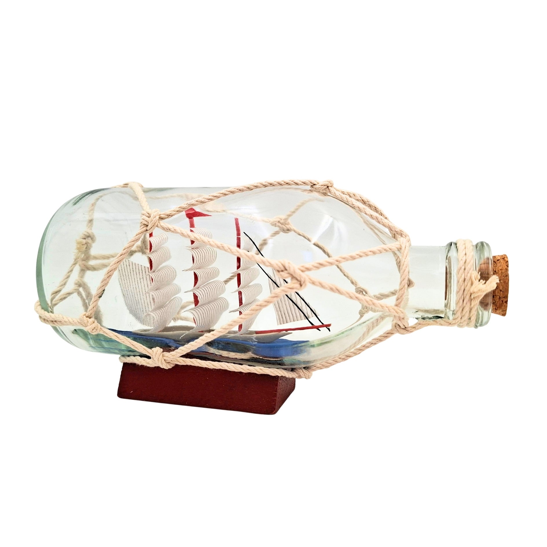 Rafandynka - Nave in bottiglia su base in legno – S2036B