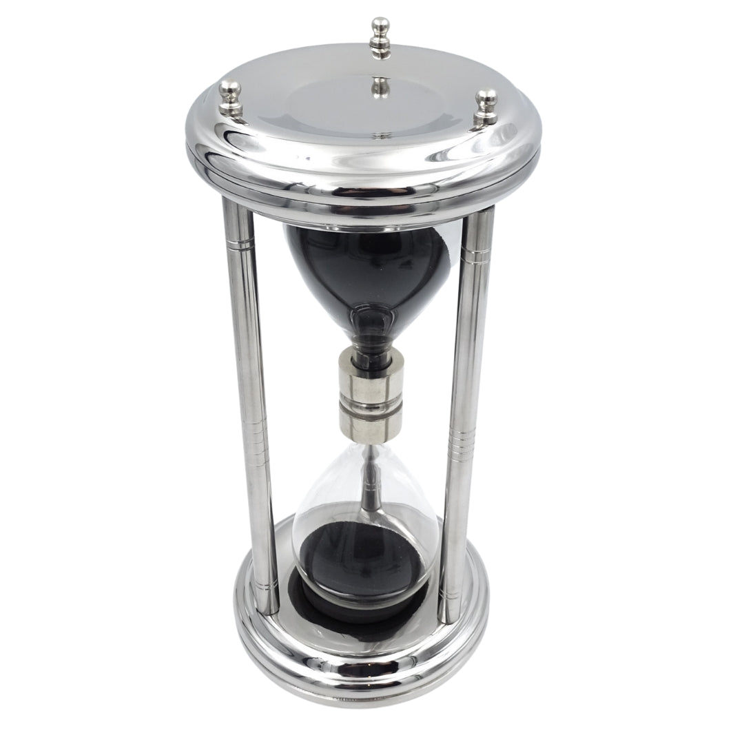 Große silberne Sanduhr 10 min - Schreibtischdekoration - MX 3015