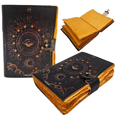Carnet en cuir rétro Œil qui voit tout - 200 pages - Cuir de chèvre - AH19