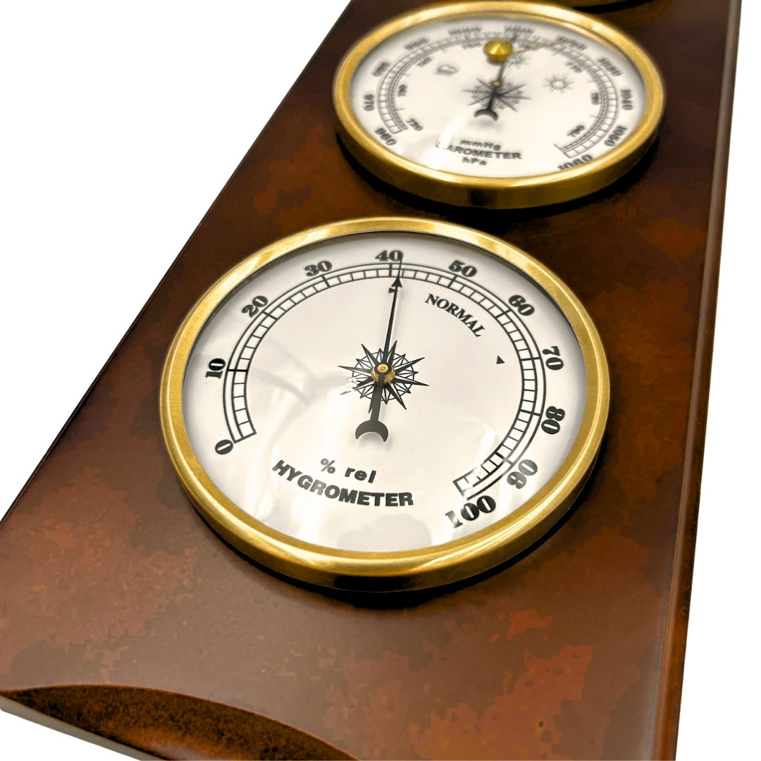 Station météo élégante – Baromètre thermomètre hygromètre 36cm rétro - YG336