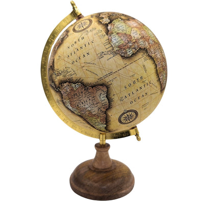 Stylish Retro Decorative Globe on a 32 cm Wooden Base with Personalization and Engraving Option