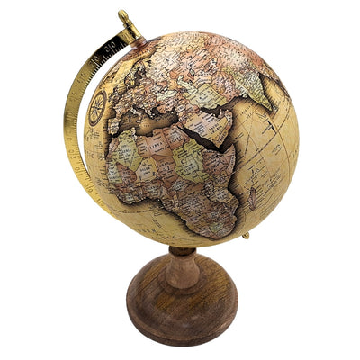 Stylish Retro Decorative Globe on a 32 cm Wooden Base with Personalization and Engraving Option