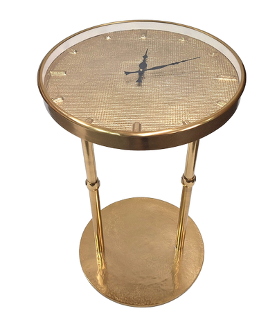 Goldener Glamour-Metalltisch mit Uhr – schöne Dekoration – 1056A