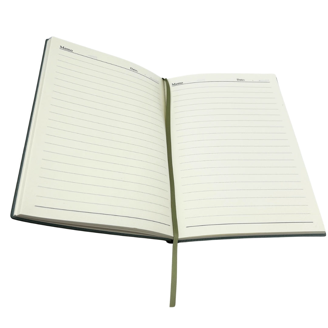 Elegantes Geschenkset - Ledernotizbuch A5 mit Kugelschreiber in Geschenkbox - Olivgrün - EE14