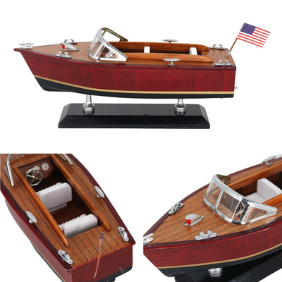 Modell Motorboot aus Holz – Klassisches Motorboot 26cm – Bürodekoration – MOT04ML