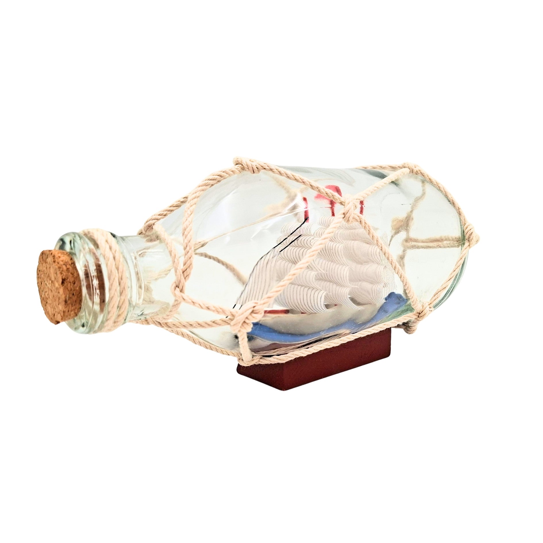Rafandynka - Nave in bottiglia su base in legno – S2036B
