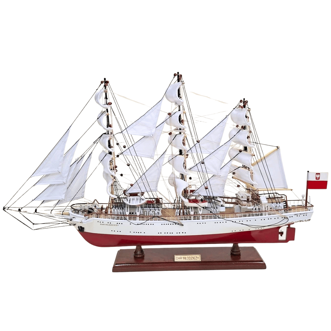 Modèle exclusif du voilier Dar Młodzieży XXL de 71 cm, personnalisable par gravure