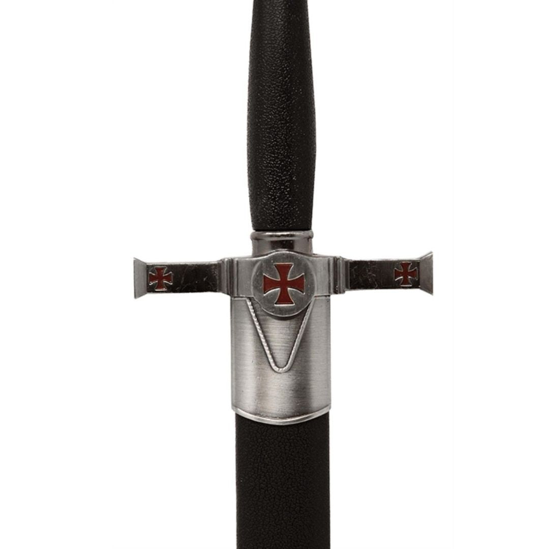 Decorative Templar Dagger with Scabbard and Engraving - Stainless Steel Replica, 40 cm