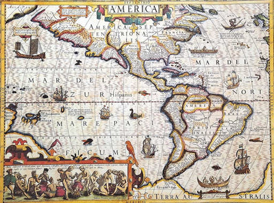 Mappa dell'America 1628r. - J. Hondius Reprint - M1628