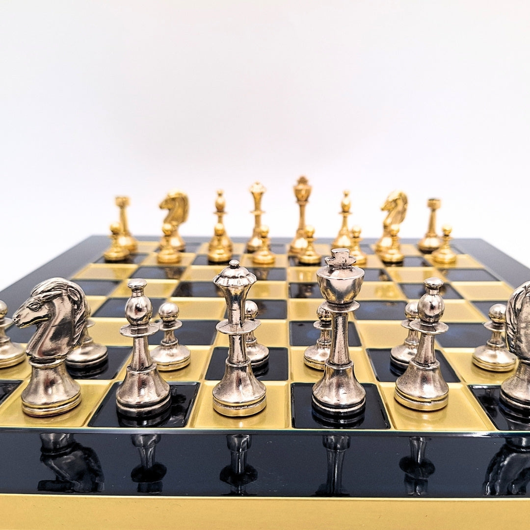 Exklusive, große klassische Metallschachfiguren Stauton - 36x36 cm - S34