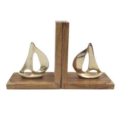 Brass Yacht Bookends with Engraving