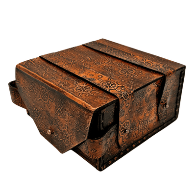Sextant en laiton rétro dans étui en cuir - instrument de navigation élégant avec possibilité de gravure - cadeau idéal pour amateurs de voile et d’histoire - dimensions 13x12x7 cm