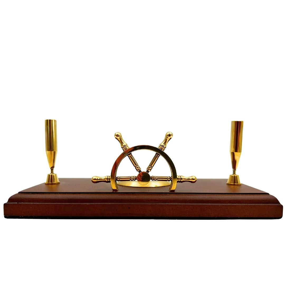 Maritimes Schreibtischset – Steuerrad, Kompass, Stifthalter – TT019