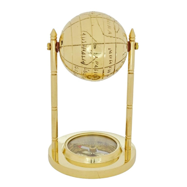 Globo decorativo in ottone con bussola MX1160