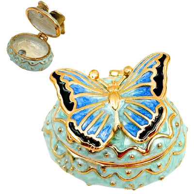 Exklusive Schmuckbox Schatulle - Schmetterling mit Kristallen - B0782-00BL