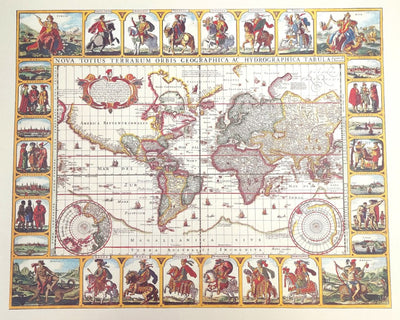 Historical World Map Piscator 1652 - dimensions 56 x 45 cm - M1652