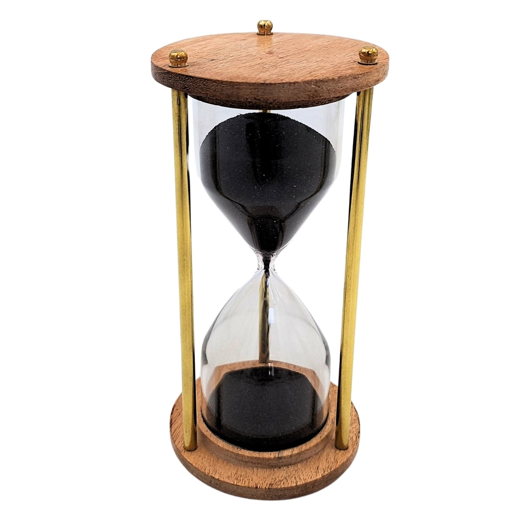 Messing-Holz-Sanduhr – 5 Minuten – Elegante Retro-Dekoration – NC3012V