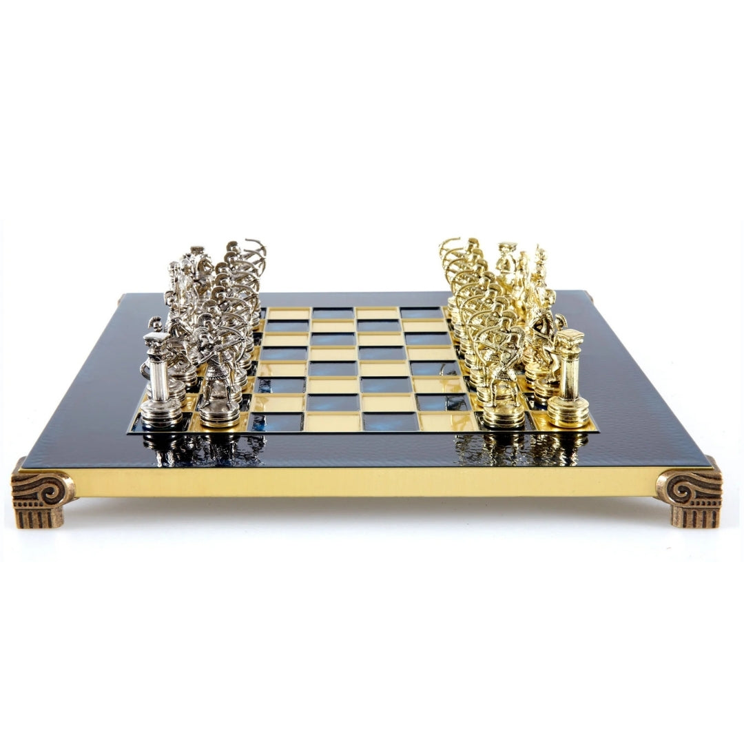 Exklusive Metallschachfiguren Archers - Schachbrett 28x28cm - Luxuriöses Geschenk – S15BLU