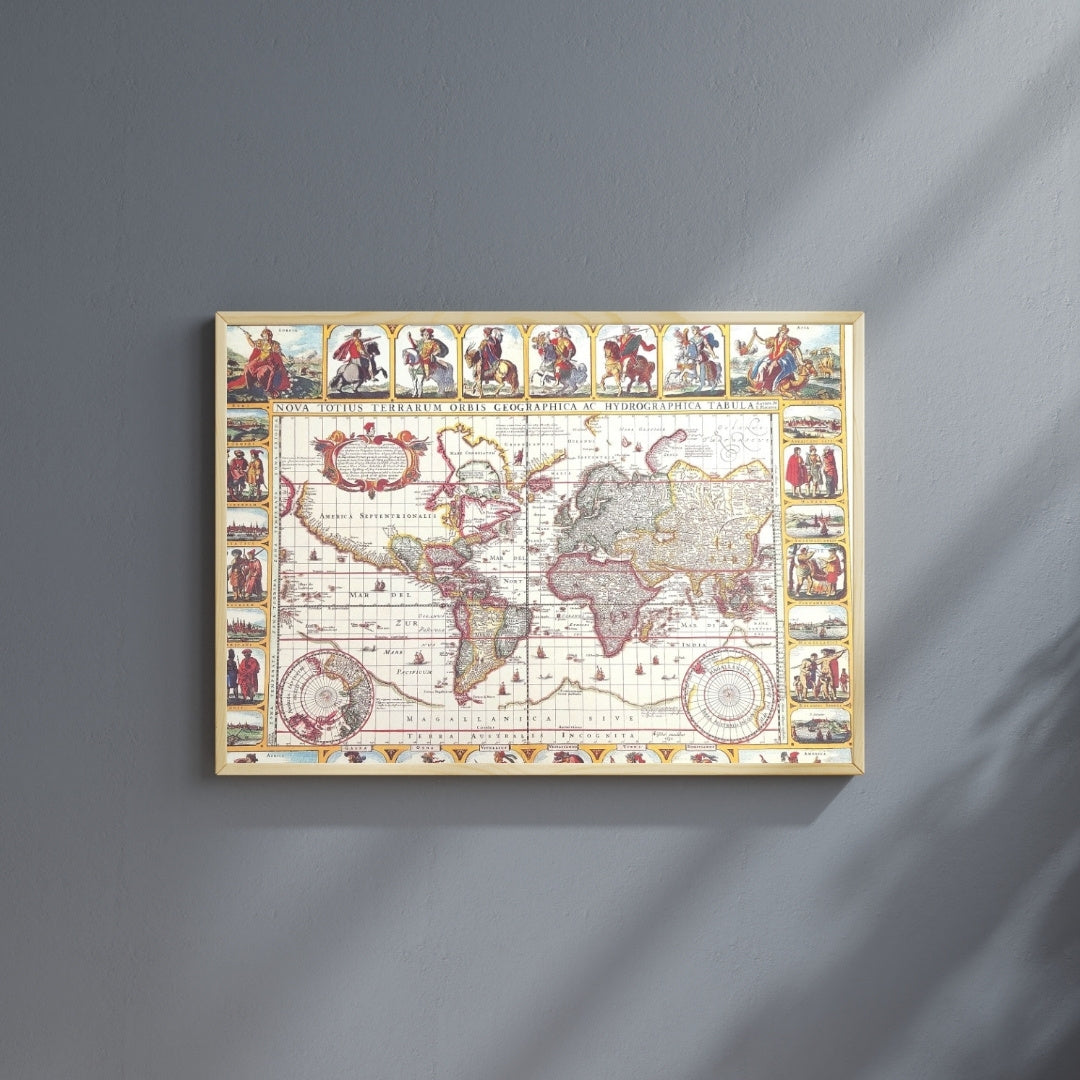Historical World Map Piscator 1652 - dimensions 56 x 45 cm - M1652