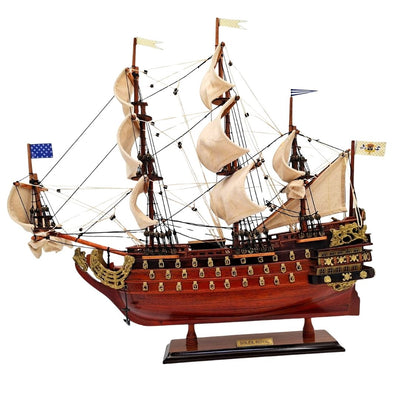 Segelschiffmodell Soleil Royal, montiert, 46 cm - handgefertigt aus exotischem Holz mit Möglichkeit zur Personalisierung durch Gravur