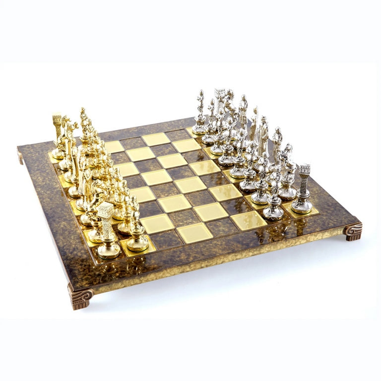 Großes exklusives Schachspiel – 36x36 cm – Gold-silbern - Renaissance S9BRGS