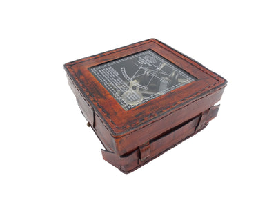 Sestante in ottone in scatola di pelle - NC1514B