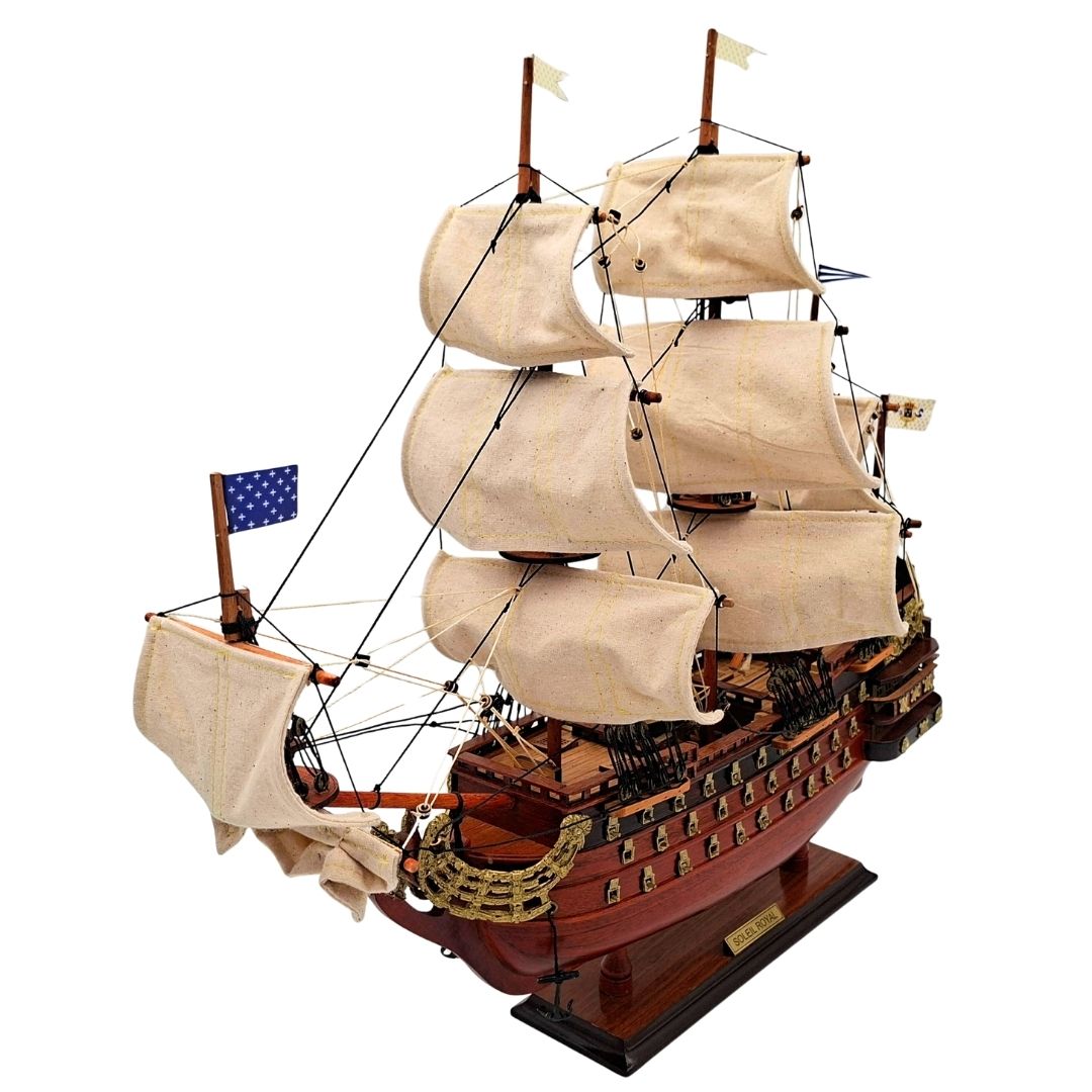 Segelschiffmodell Soleil Royal, montiert, 46 cm - handgefertigt aus exotischem Holz mit Möglichkeit zur Personalisierung durch Gravur