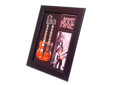 Mini guitare dans le style Jimmy Page double manche dans un cadre FMG-011