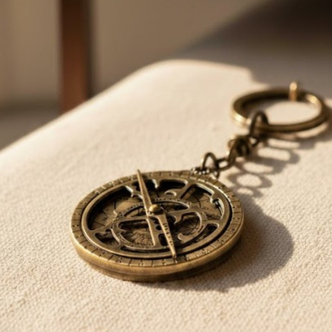 Porte-clés premium astrolabe en laiton - cadeau astronomie – H80
