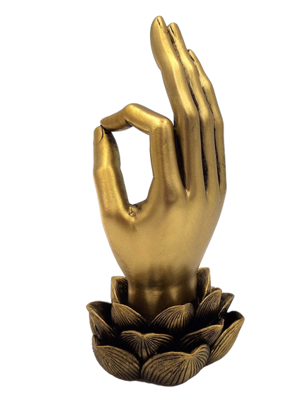 Goldene Figur Buddha-Hand Mudra OM - Yoga Lotusblume - 43724