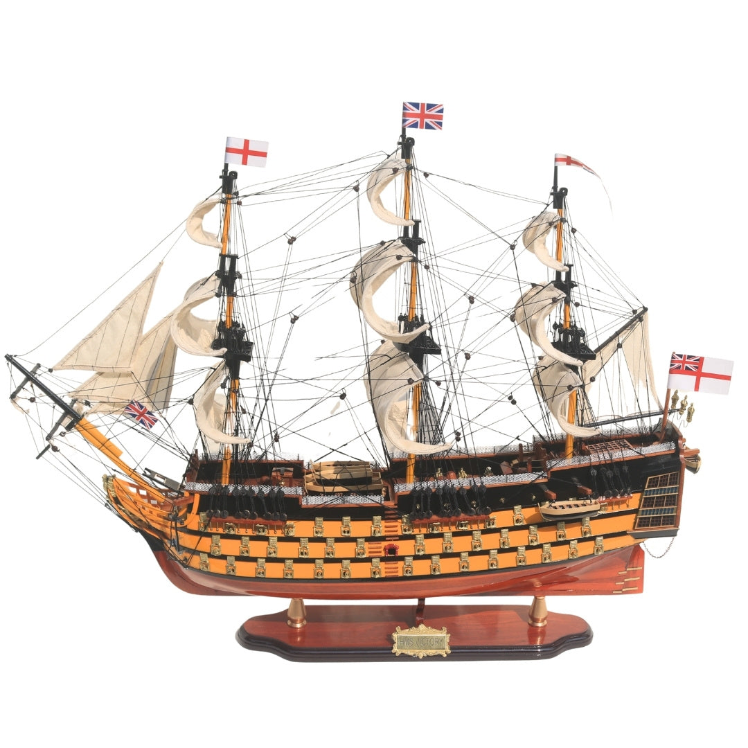 Modèle assemblé du voilier HMS Victory de 80cm, personnalisable par gravure - Décoration exclusive à offrir, fabriquée à la main en bois exotique, haute qualité et souci du détail