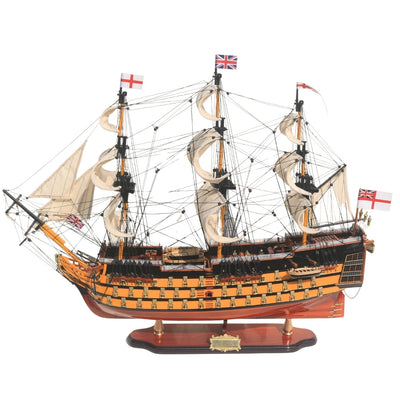 Modèle assemblé du voilier HMS Victory de 80cm, personnalisable par gravure - Décoration exclusive à offrir, fabriquée à la main en bois exotique, haute qualité et souci du détail