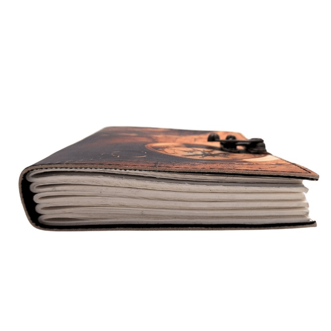 Carnet en cuir avec boussole rétro vintage, 200 pages – Cadeau pour voyageur - AH10A